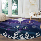 Personalized Melbourne Storm Round Carpet Y2K Grunge Aesthetic With Cyber Flames and Starburst Graphics