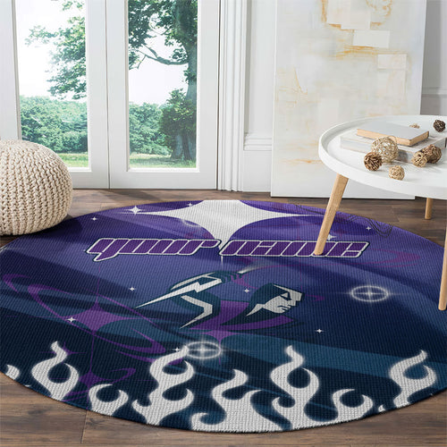 Personalized Melbourne Storm Round Carpet Y2K Grunge Aesthetic With Cyber Flames and Starburst Graphics