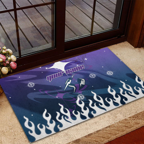 Personalized Melbourne Storm Rubber Doormat Y2K Grunge Aesthetic With Cyber Flames and Starburst Graphics