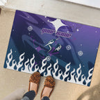 Personalized Melbourne Storm Rubber Doormat Y2K Grunge Aesthetic With Cyber Flames and Starburst Graphics