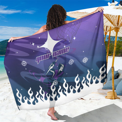 Personalized Melbourne Storm Sarong Y2K Grunge Aesthetic With Cyber Flames and Starburst Graphics