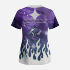 Personalized Melbourne Storm Scrub Top Y2K Grunge Aesthetic With Cyber Flames and Starburst Graphics