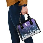 Personalized Melbourne Storm Shoulder Handbag Y2K Grunge Aesthetic With Cyber Flames and Starburst Graphics