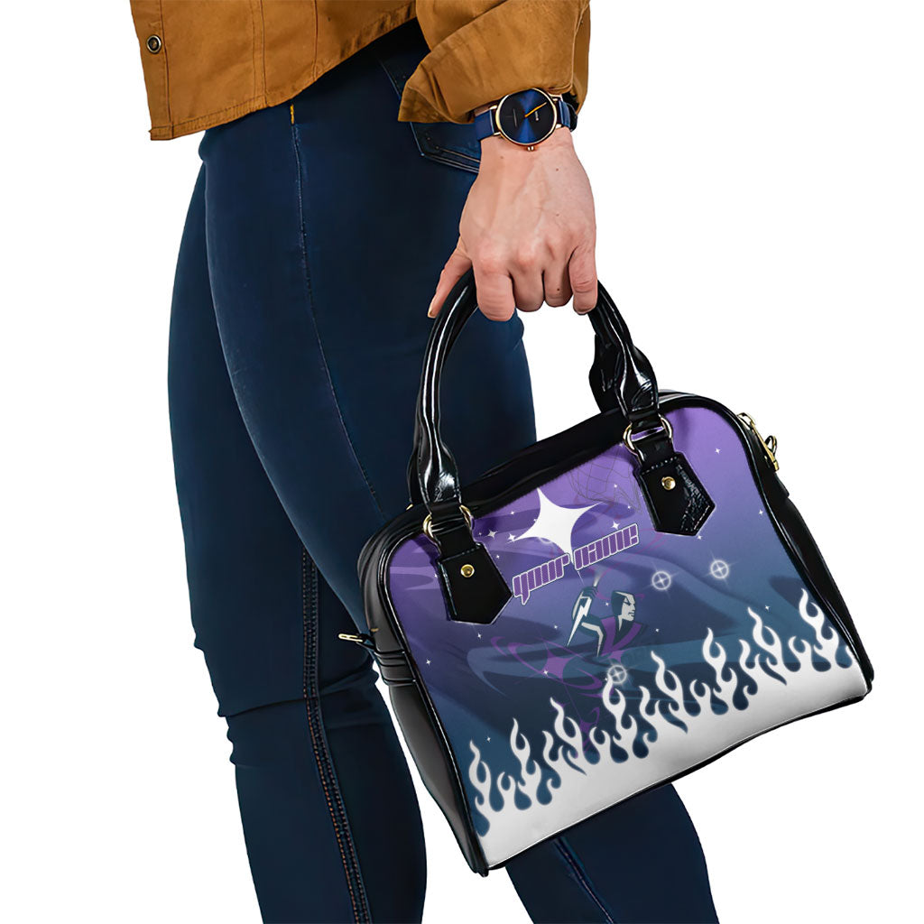 Personalized Melbourne Storm Shoulder Handbag Y2K Grunge Aesthetic With Cyber Flames and Starburst Graphics