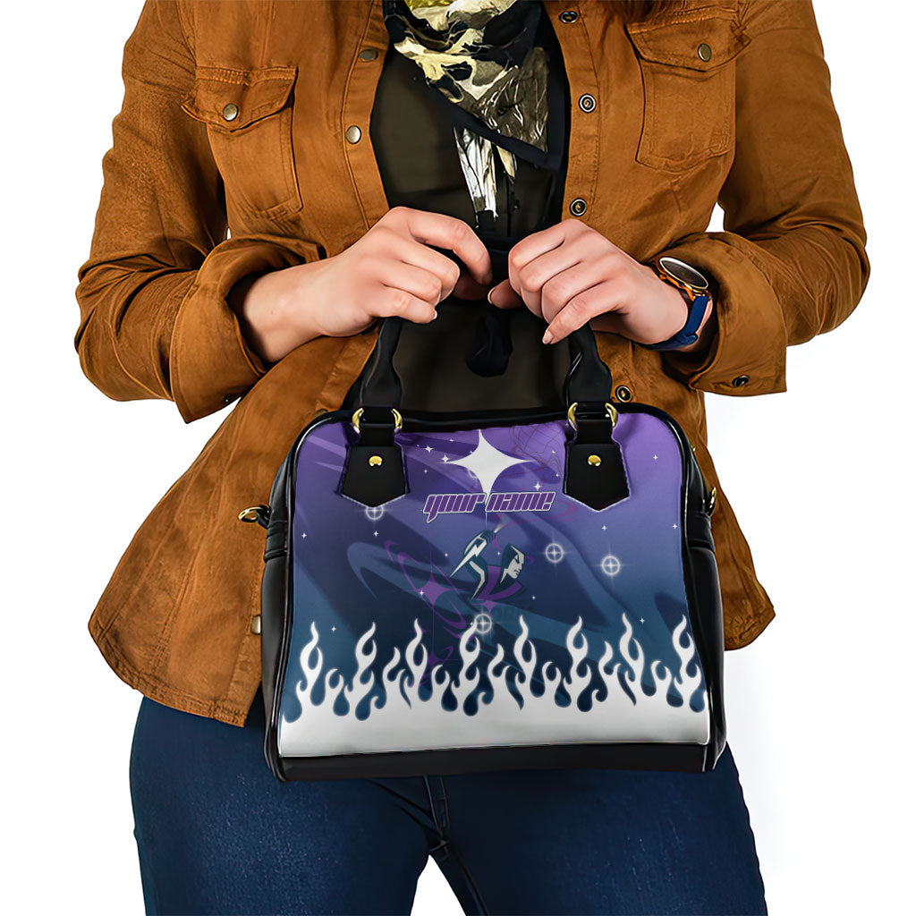 Personalized Melbourne Storm Shoulder Handbag Y2K Grunge Aesthetic With Cyber Flames and Starburst Graphics