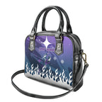 Personalized Melbourne Storm Shoulder Handbag Y2K Grunge Aesthetic With Cyber Flames and Starburst Graphics