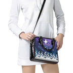 Personalized Melbourne Storm Shoulder Handbag Y2K Grunge Aesthetic With Cyber Flames and Starburst Graphics