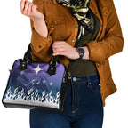 Personalized Melbourne Storm Shoulder Handbag Y2K Grunge Aesthetic With Cyber Flames and Starburst Graphics