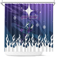 Personalized Melbourne Storm Shower Curtain Y2K Grunge Aesthetic With Cyber Flames and Starburst Graphics