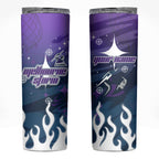 Personalized Melbourne Storm Skinny Tumbler Y2K Grunge Aesthetic With Cyber Flames and Starburst Graphics