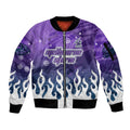 Personalized Melbourne Storm Sleeve Zip Bomber Jacket Y2K Grunge Aesthetic With Cyber Flames and Starburst Graphics