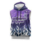 Personalized Melbourne Storm Sleeveless Hoodie Y2K Grunge Aesthetic With Cyber Flames and Starburst Graphics