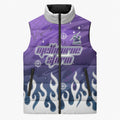 Personalized Melbourne Storm Sleeveless Puffer Jacket Y2K Grunge Aesthetic With Cyber Flames and Starburst Graphics