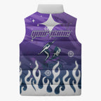 Personalized Melbourne Storm Sleeveless Puffer Jacket Y2K Grunge Aesthetic With Cyber Flames and Starburst Graphics