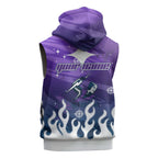 Personalized Melbourne Storm Sleeveless Zip Hoodie Y2K Grunge Aesthetic With Cyber Flames and Starburst Graphics