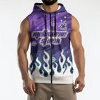 Personalized Melbourne Storm Sleeveless Zip Hoodie Y2K Grunge Aesthetic With Cyber Flames and Starburst Graphics