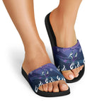 Personalized Melbourne Storm Slide Sandals Y2K Grunge Aesthetic With Cyber Flames and Starburst Graphics