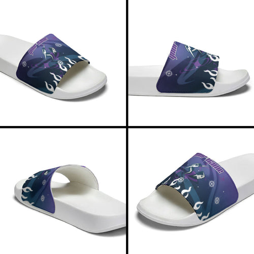 Personalized Melbourne Storm Slide Sandals Y2K Grunge Aesthetic With Cyber Flames and Starburst Graphics