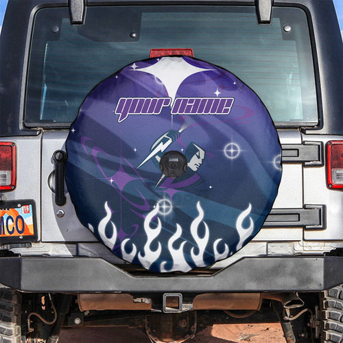 Personalized Melbourne Storm Spare Tire Cover Y2K Grunge Aesthetic With Cyber Flames and Starburst Graphics