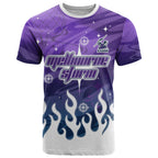 Personalized Melbourne Storm T Shirt Y2K Grunge Aesthetic With Cyber Flames and Starburst Graphics