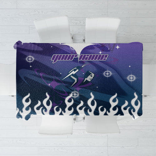 Personalized Melbourne Storm Tablecloth Y2K Grunge Aesthetic With Cyber Flames and Starburst Graphics