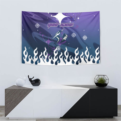 Personalized Melbourne Storm Tapestry Y2K Grunge Aesthetic With Cyber Flames and Starburst Graphics