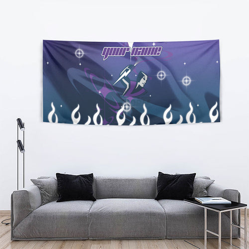 Personalized Melbourne Storm Tapestry Y2K Grunge Aesthetic With Cyber Flames and Starburst Graphics