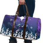 Personalized Melbourne Storm Travel Bag Y2K Grunge Aesthetic With Cyber Flames and Starburst Graphics