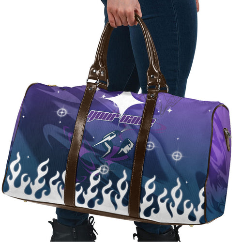 Personalized Melbourne Storm Travel Bag Y2K Grunge Aesthetic With Cyber Flames and Starburst Graphics