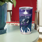 Personalized Melbourne Storm Tumbler Cup Y2K Grunge Aesthetic With Cyber Flames and Starburst Graphics