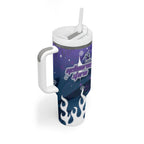 Personalized Melbourne Storm Tumbler With Handle Y2K Grunge Aesthetic With Cyber Flames and Starburst Graphics