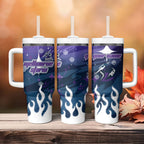 Personalized Melbourne Storm Tumbler With Handle Y2K Grunge Aesthetic With Cyber Flames and Starburst Graphics