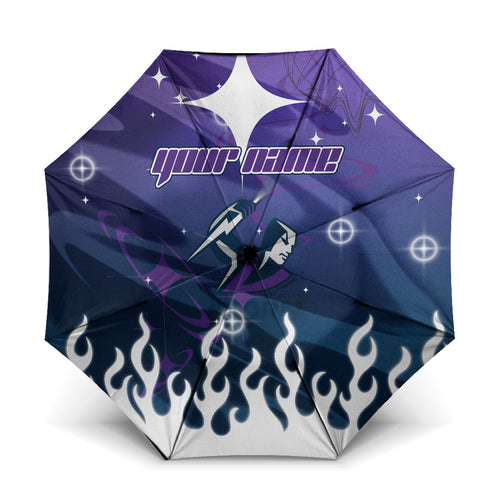 Personalized Melbourne Storm Umbrella Y2K Grunge Aesthetic With Cyber Flames and Starburst Graphics