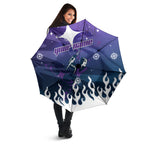 Personalized Melbourne Storm Umbrella Y2K Grunge Aesthetic With Cyber Flames and Starburst Graphics