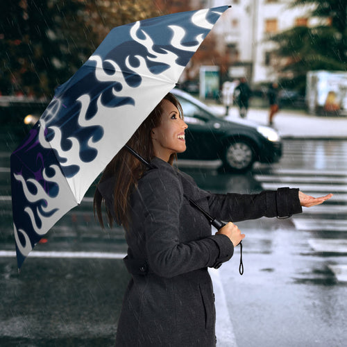 Personalized Melbourne Storm Umbrella Y2K Grunge Aesthetic With Cyber Flames and Starburst Graphics