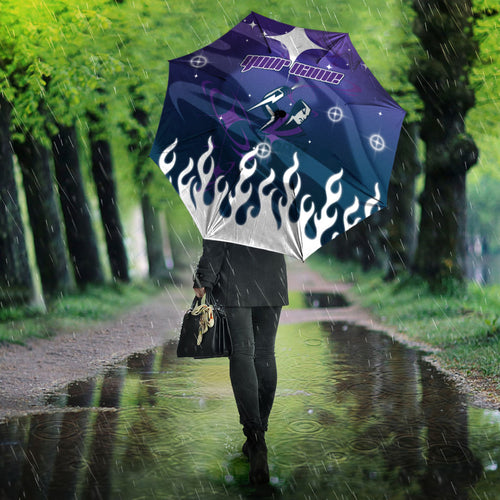 Personalized Melbourne Storm Umbrella Y2K Grunge Aesthetic With Cyber Flames and Starburst Graphics