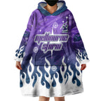 Personalized Melbourne Storm Wearable Blanket Hoodie Y2K Grunge Aesthetic With Cyber Flames and Starburst Graphics