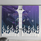 Personalized Melbourne Storm Window Curtain Y2K Grunge Aesthetic With Cyber Flames and Starburst Graphics