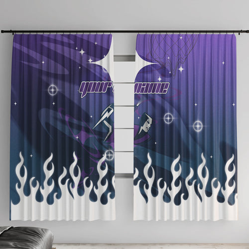 Personalized Melbourne Storm Window Curtain Y2K Grunge Aesthetic With Cyber Flames and Starburst Graphics
