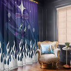 Personalized Melbourne Storm Window Curtain Y2K Grunge Aesthetic With Cyber Flames and Starburst Graphics