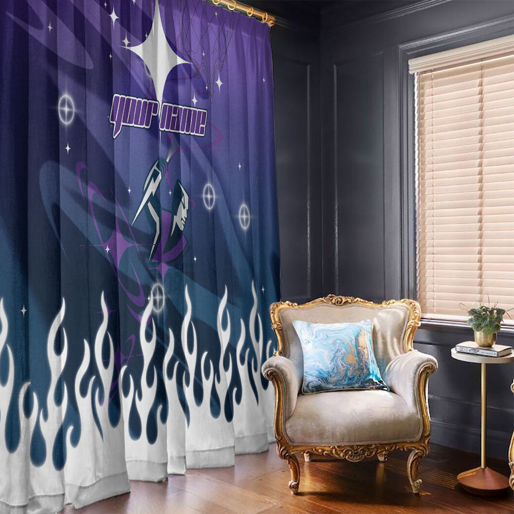 Personalized Melbourne Storm Window Curtain Y2K Grunge Aesthetic With Cyber Flames and Starburst Graphics