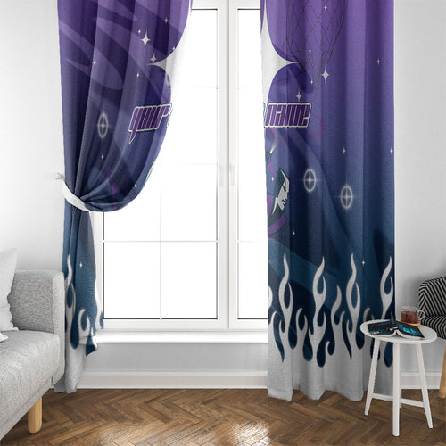 Personalized Melbourne Storm Window Curtain Y2K Grunge Aesthetic With Cyber Flames and Starburst Graphics
