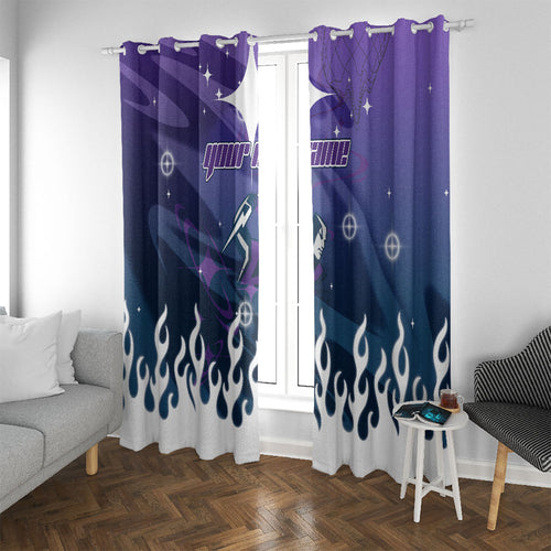 Personalized Melbourne Storm Window Curtain Y2K Grunge Aesthetic With Cyber Flames and Starburst Graphics