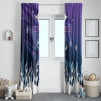 Personalized Melbourne Storm Window Curtain Y2K Grunge Aesthetic With Cyber Flames and Starburst Graphics