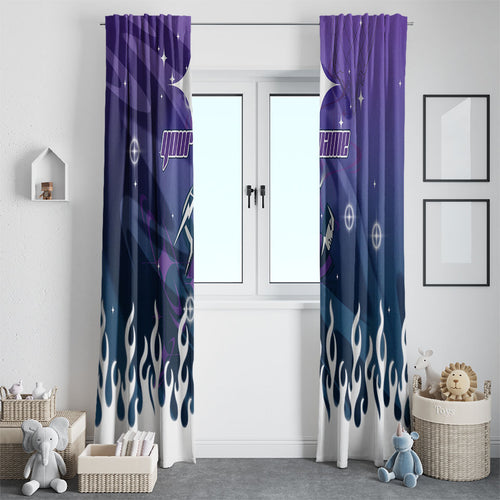 Personalized Melbourne Storm Window Curtain Y2K Grunge Aesthetic With Cyber Flames and Starburst Graphics