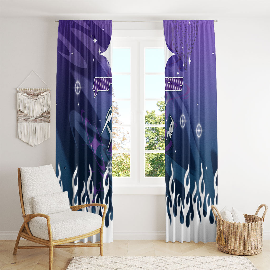 Personalized Melbourne Storm Window Curtain Y2K Grunge Aesthetic With Cyber Flames and Starburst Graphics