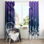 Personalized Melbourne Storm Window Curtain Y2K Grunge Aesthetic With Cyber Flames and Starburst Graphics