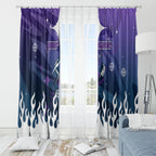 Personalized Melbourne Storm Window Curtain Y2K Grunge Aesthetic With Cyber Flames and Starburst Graphics