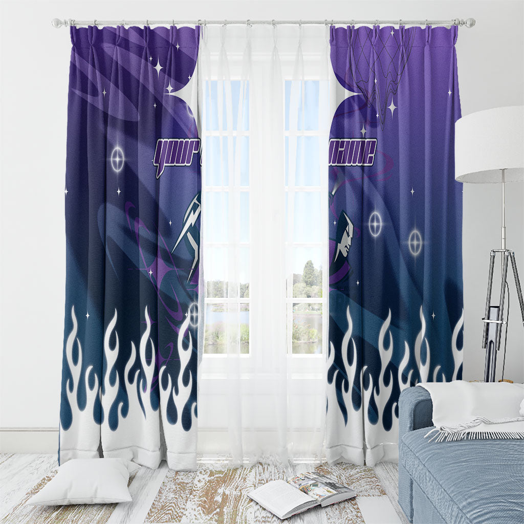 Personalized Melbourne Storm Window Curtain Y2K Grunge Aesthetic With Cyber Flames and Starburst Graphics