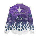 Personalized Melbourne Storm Women Casual Shirt Y2K Grunge Aesthetic With Cyber Flames and Starburst Graphics